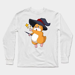 Hamster as Wizard with Magic wand Long Sleeve T-Shirt